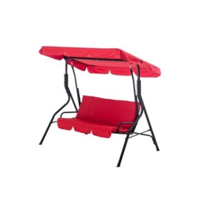 3 Person Swing With Canopy Sunjoy Rosalie 3-Person Brown Metal Porch Swing With Red Picture 526