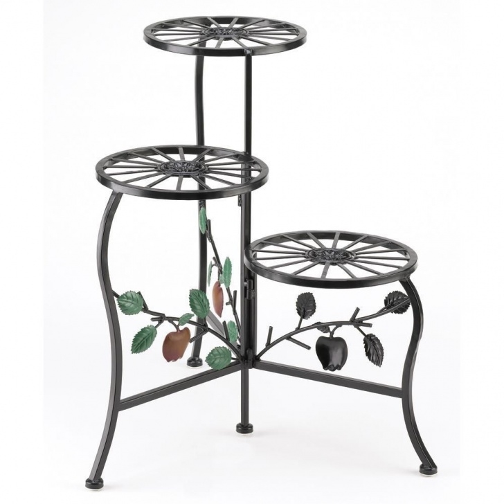 3 Tier Plant Stand Indoor Flower Plant Stand-Red Apple 3 Tier Wrought Iron Red Apple Picture 539