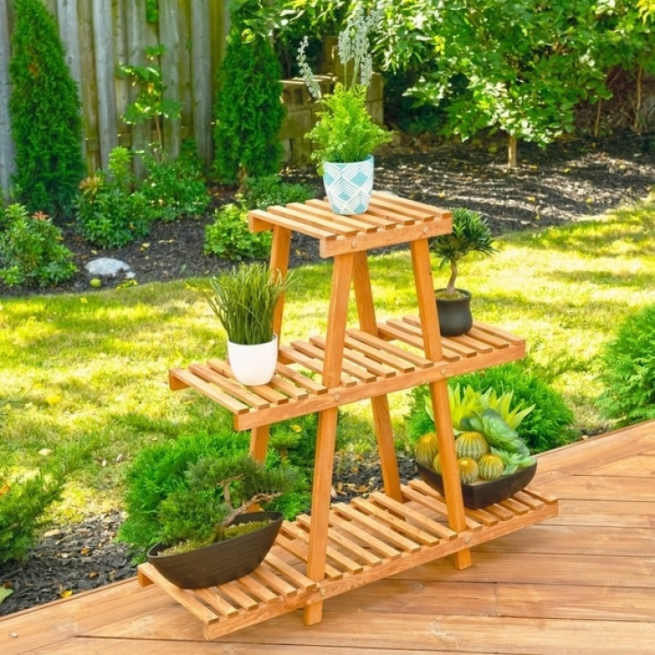 3 Tier Plant Stand Indoor Shop 3-Tier Indoor Outoor Wooden Plant Stand - Overstock Photo 735