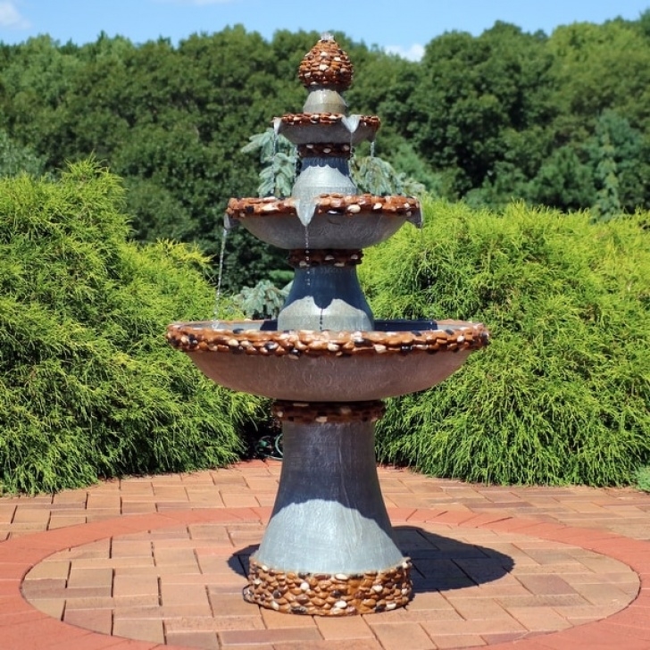 3 Tier Water Fountain Shop Sunnydaze 3-Tier Outdoor Water Fountain With Pebbled Photo 714