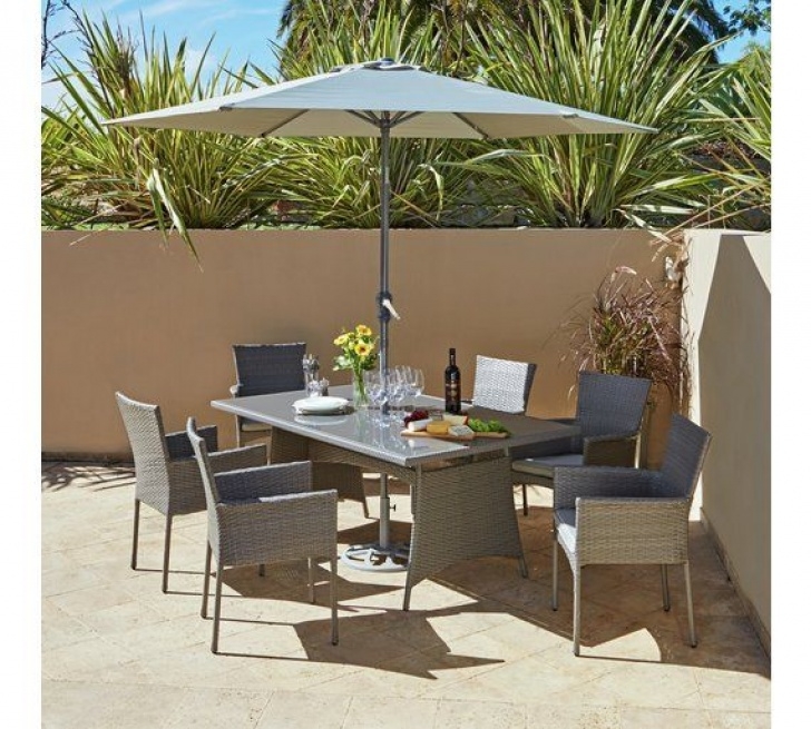 6 Seater Patio Set Home Havana 6 Seater Rattan Effect Patio Set - Grey Image 314
