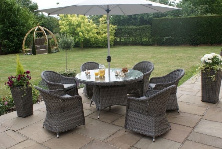 6 Seater Patio Set Maze Rattan Victoria 6 Seat Round Dining Garden Furniture Photo 372