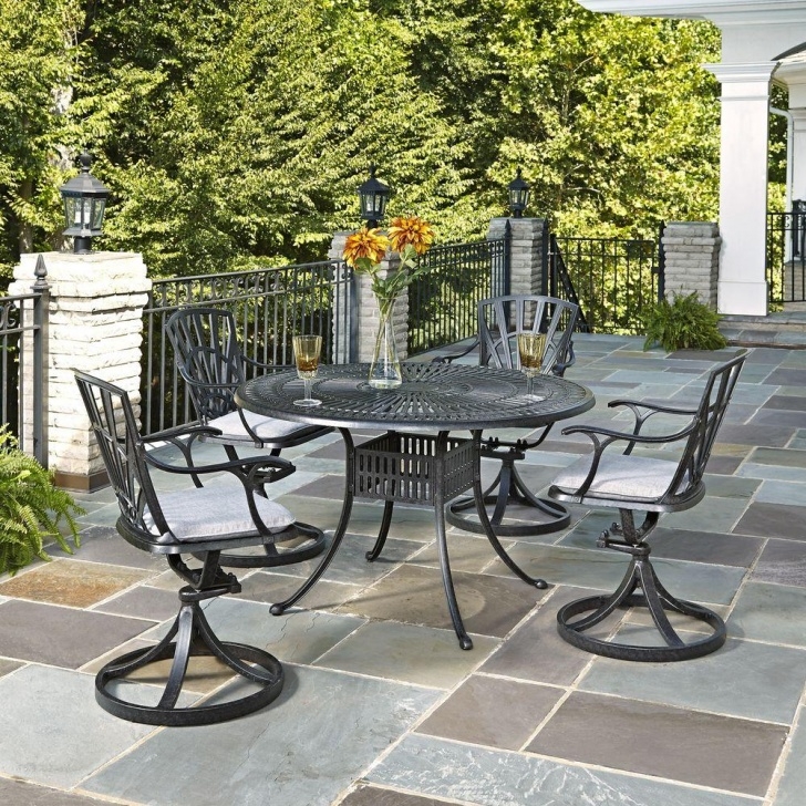 Aluminum Patio Dining Set Home Styles Largo 48 In. Cast Aluminum Outdoor 5-Piece Photo 786