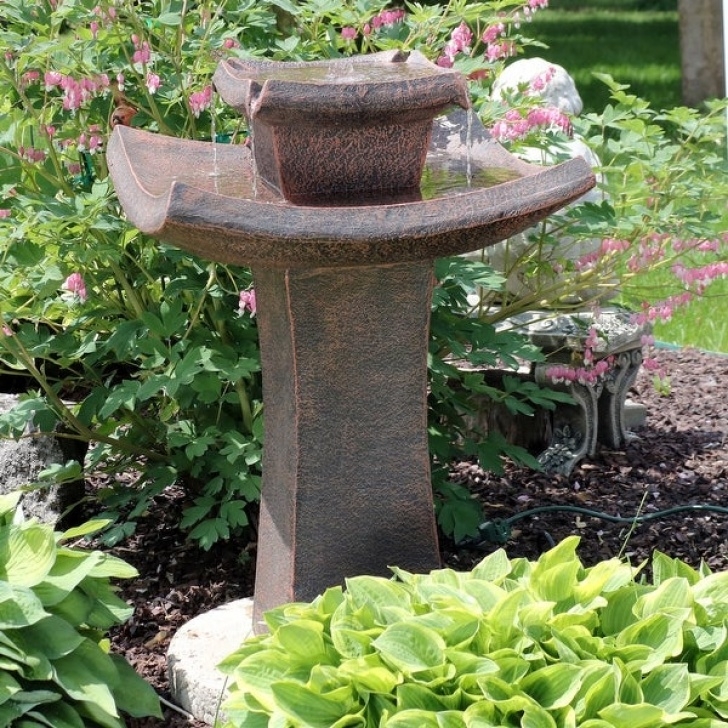 Contemporary Outdoor Water Fountains Shop Sunnydaze Modern Zen 2-Tier Outdoor Water Fountain Image 080