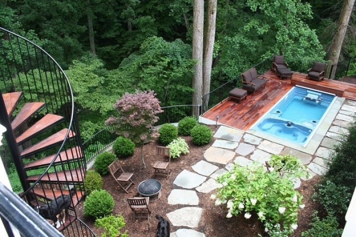 Decking On A Sloped Garden Swimming Pool And Deck On Steep Slope In Mclean Backyard Image 635