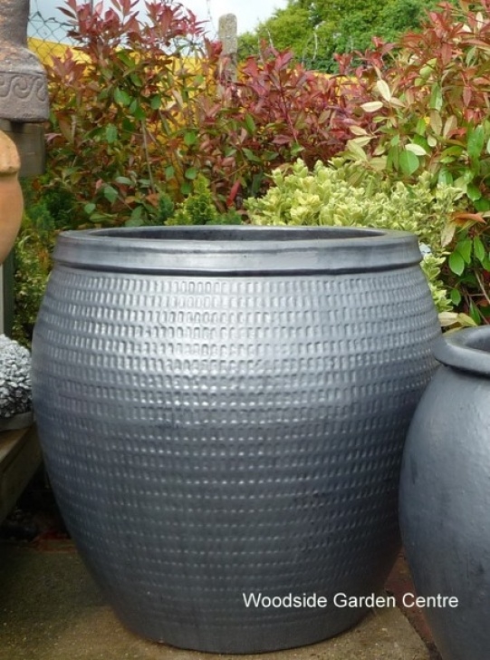 Extra Large Garden Pots Extra Large Glazed Pot Gun Metal Collar Planter | Woodside Image 880