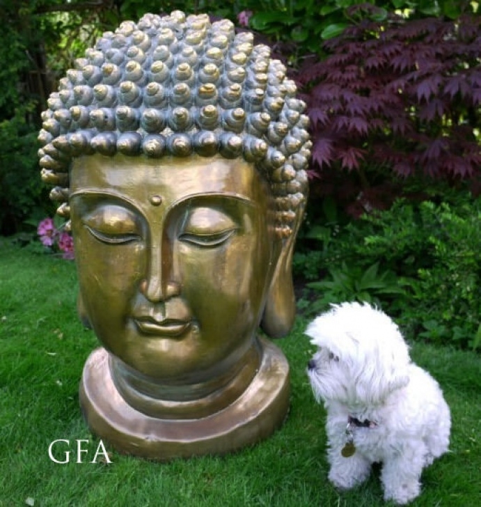 Extra Large Garden Statues Extra-Large Golden Buddha Buda Budua Head Statue Ornament Picture 045