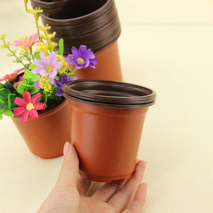 Flowers For Small Pots 20Pcs/Set Plastic Unbreakable Round Flower Pot Nursery Photo 766
