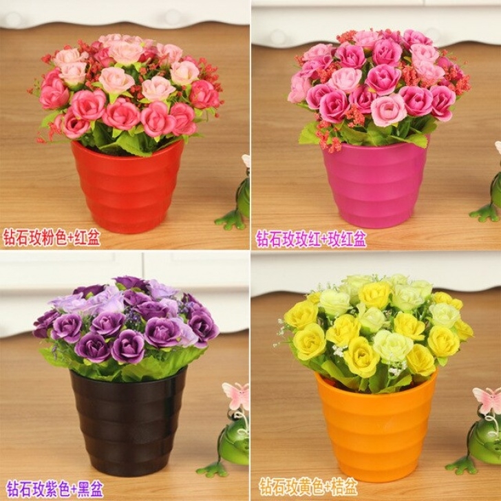 Flowers For Small Pots Multicolour Pot Small Bonsai Artificial Flower Silk Image 665