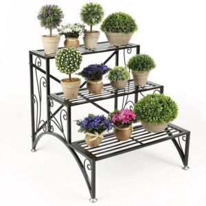 Garden Plant Stands Outdoor Metal Stand Garden Plant Shelf Flower Pot Rack Display Image 714