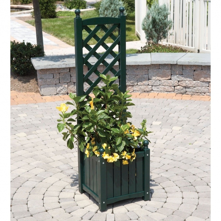 Garden Planters With Trellis 4.5-Foot Square Solid Wood Lexington Planter With Trellis Picture 784