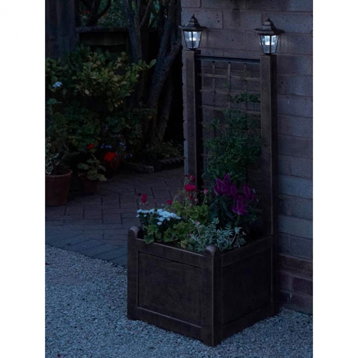 Garden Planters With Trellis Trellis Planter With Solar Lanterns - Antique Bronze Photo 871