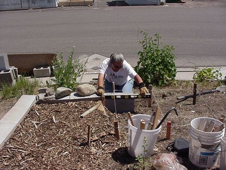 Garden Rain Lawn Edging Rain Garden #2 Edging | Cinder Block Was Used For Edging Picture 650