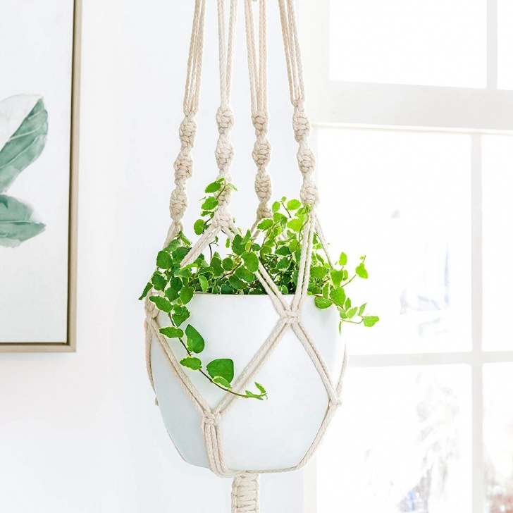 Hanging Flower Pots Indoors Braid Plant Hanger Indoor Outdoor Hanging Planter Basket Picture 517