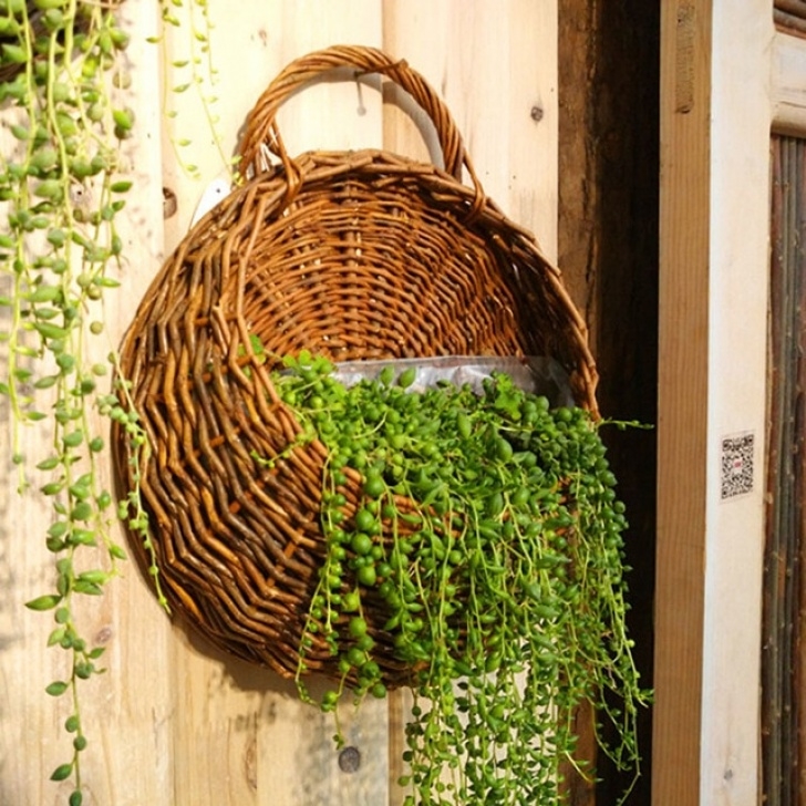 Hanging Plant Baskets Indoor Rattan Flower Basket Shape Flower Plant Hanging Vase Photo 119