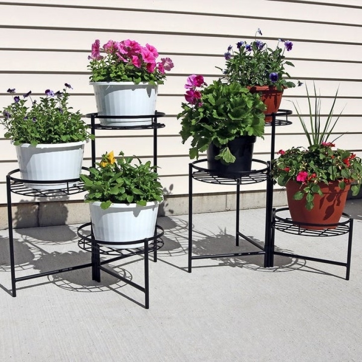Indoor And Outdoor Plants Shop Sunnydaze Black Three Tiered Indoor Outdoor Plant Picture 747