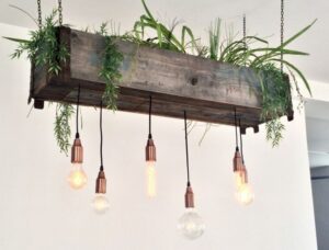 Indoor Plant Lights Decorative Pendant, Copper, Chains, Lamp, Hanging Plant, Up Cycled Photo 141