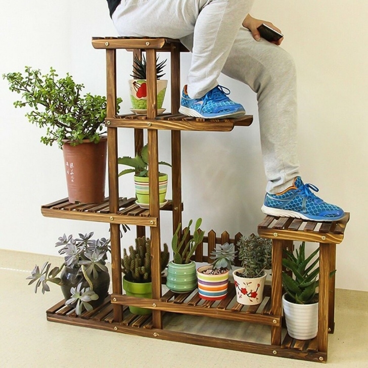 Indoor Plant Pots On Stands Vintage Multilayer Wooden Plants Stand Shelf Garden Home Image 235