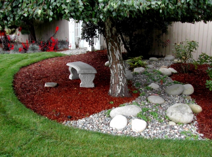 Landscaping Under Trees Red Mulch - M&amp;L Hector Lawncare Picture 055