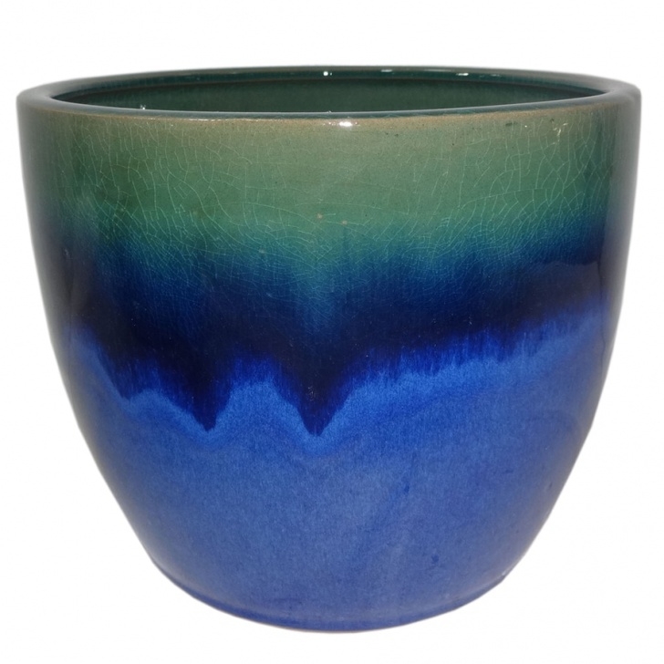 Large Ceramic Pots For Plants Allen + Roth 10.63-In X 9.84-In Blue Green Ceramic Planter Image 251