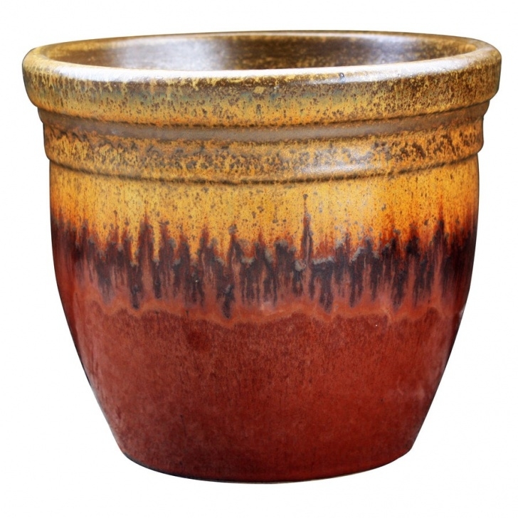 Large Ceramic Pots For Plants Allen + Roth 16.1-In W X 15.5-In H Red/Gold Ceramic Picture 521