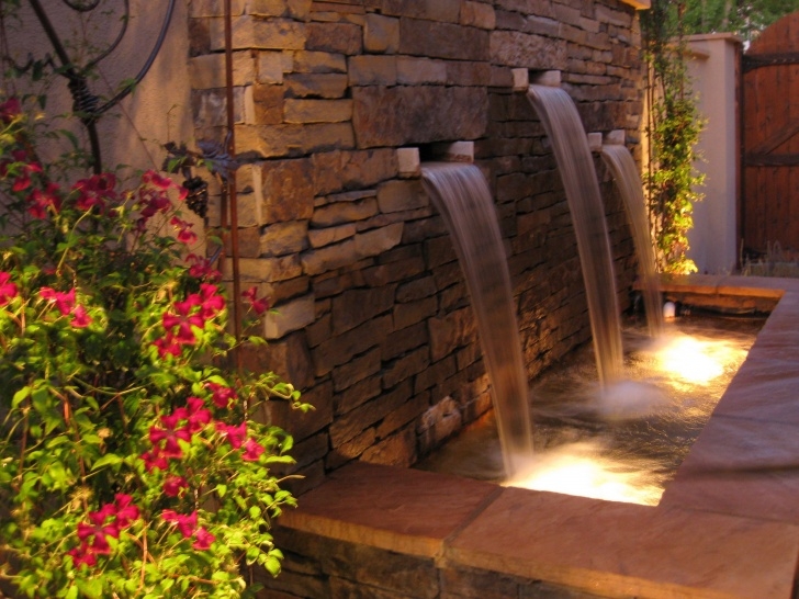 Lawn Fountain Designs Dancing Light On Pour Over Stone Water Feature | Amazing Image 010