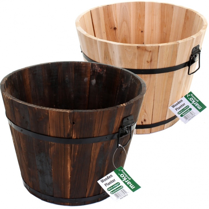 Little Pots For Plants Round Oval Barrel Planter Plant Pot Burntwood Wooden Photo 748