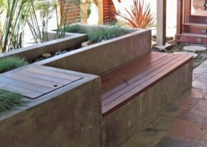 Planters With Bench Seating Outdoor Storage Bench And Planter In One. Mix Of Concrete Image 652