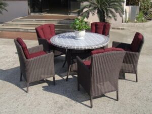 Rattan Outdoor Dining Set Plastic Rattan Garden Dining Sets , Strong Brown Dining Photo 947