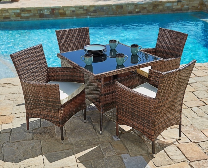 Rattan Outdoor Dining Set Suncrown 5 Piece Wicker Outdoor Dining Set With 35" Square Picture 044