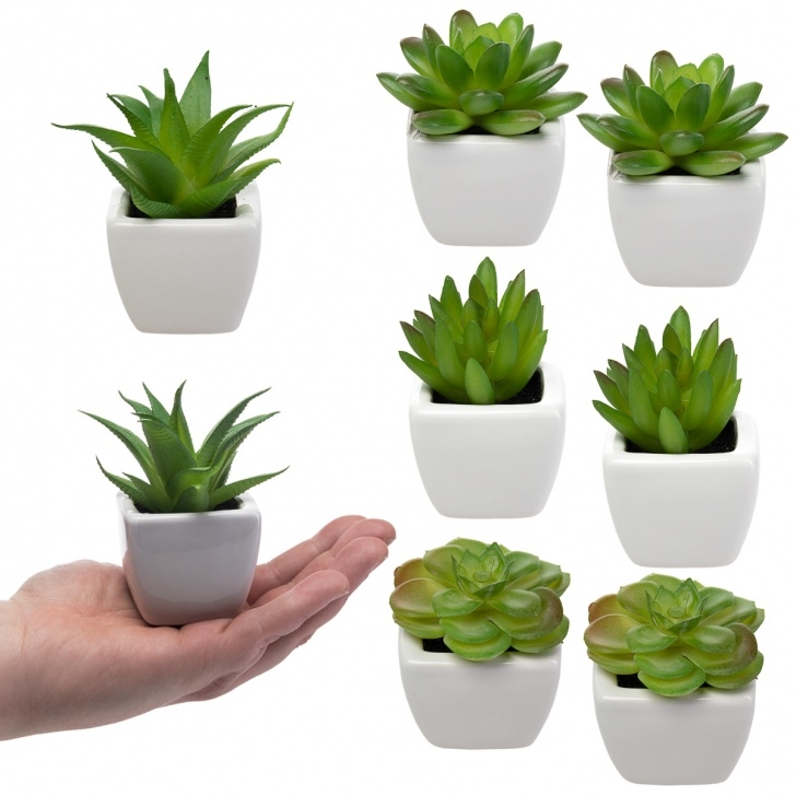Small White Plant Pots 8 Fake Succulent Plants, Small Green Artificial Succulent Picture 149