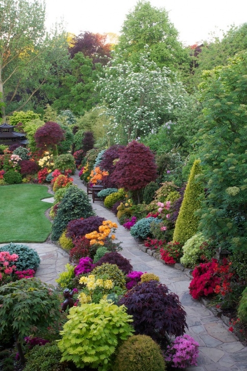 Spring Garden Landscaping Path Through The Late Spring Flowers In The Upper Garden Image 765