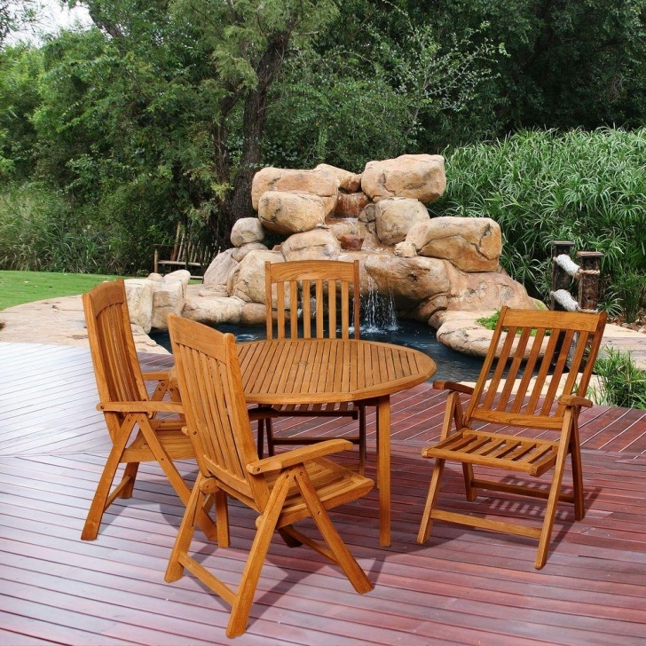 Teak Patio Dining Set Amazonia Holgan 5-Piece Teak Round Patio Dining Set-Sc Picture 785