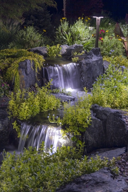 Waterfalls For Outdoor Ponds Waterfall Lighting | Ponds Backyard, Small Backyard Image 718