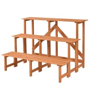 Wooden Plant Stands Outdoor Wooden Outdoor Wide Flower Shelf Pot Step Ladder Plant Picture 669