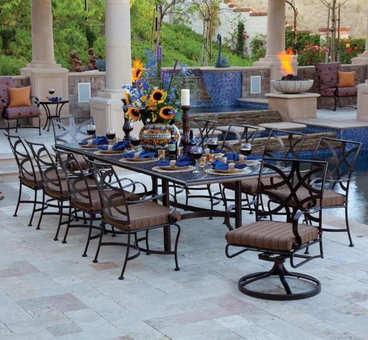 Wrought Iron Patio Dining Set Large Wrought Iron Patio Dining Set For 10 People Image 590