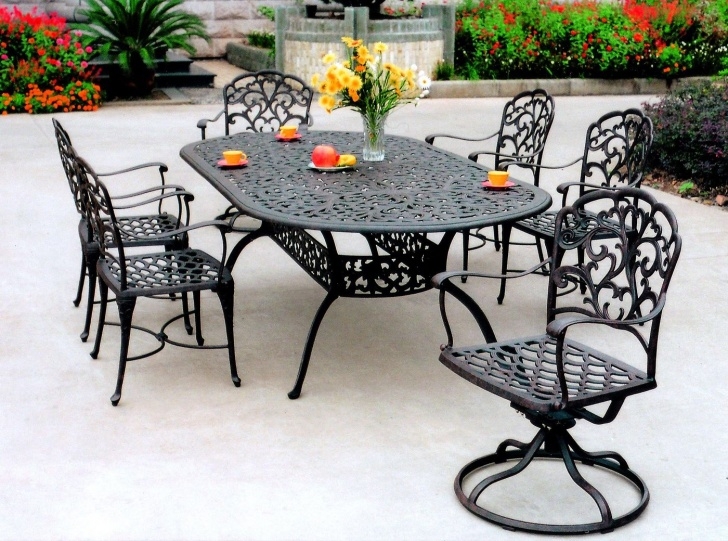 Wrought Iron Patio Dining Set Largest Black Cast Iron Patio Sets | Darlee Catalina 7 Photo 213